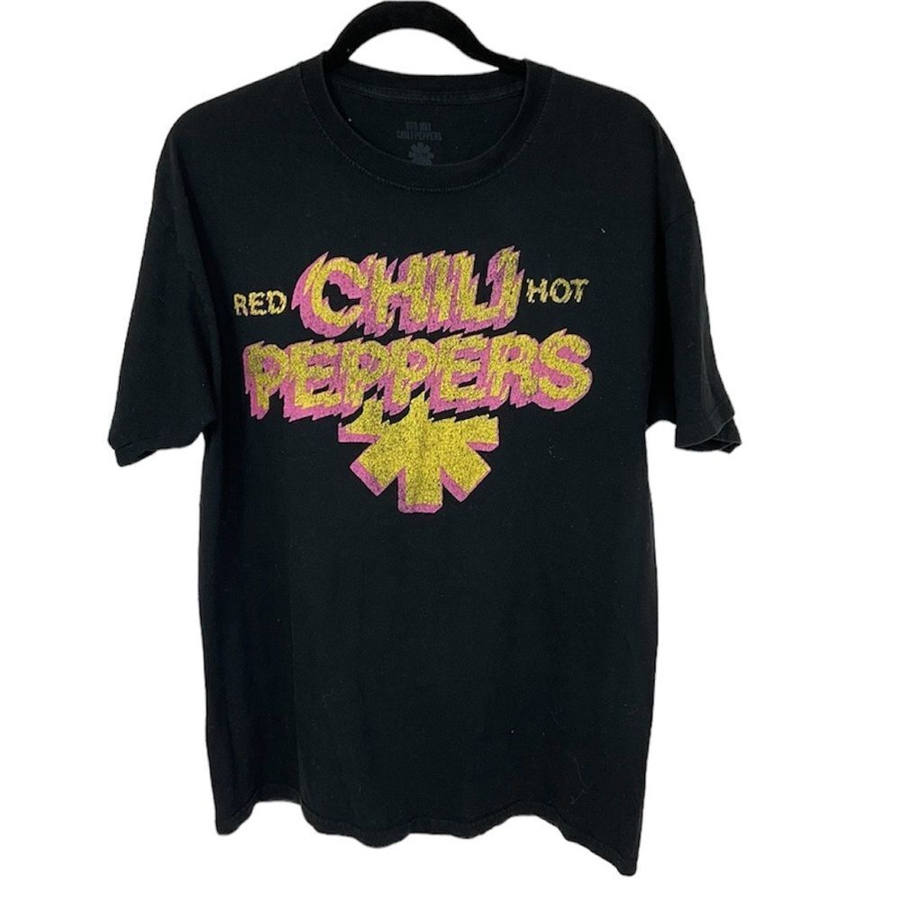 Hot Topic Red Hot Chili Peppers Band Graphic T Shirt Black Yellow Pink S/M